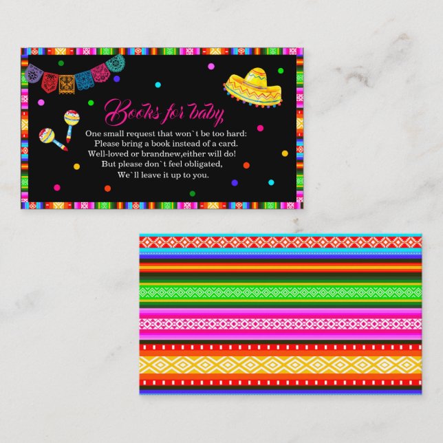 Cartão De Informações Vamos Fiesta, chás de fraldas de aquarela para beb (Frente/Verso)