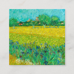 Cartão De Informações Van Gogh Field com Irrises Perto de Arles