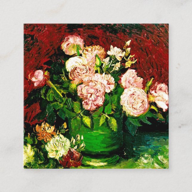Cartão De Informações Van Gogh Peonies e Rosas (Frente)