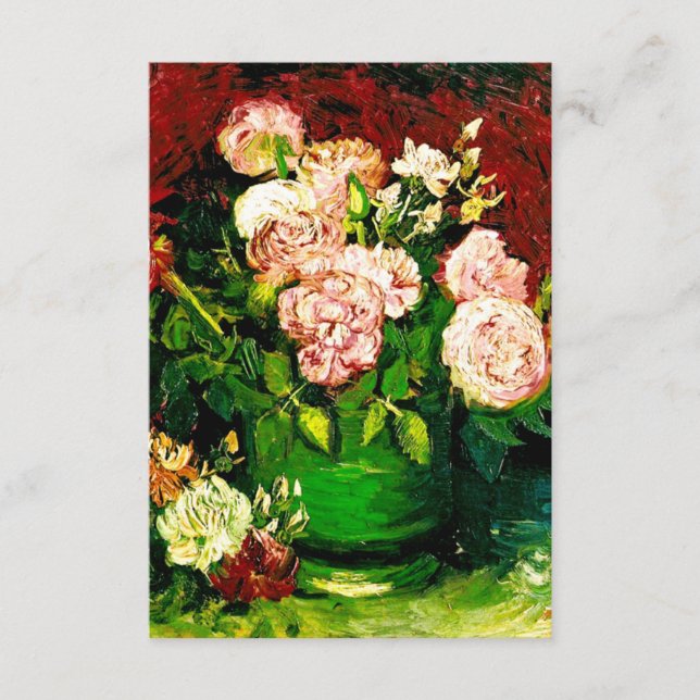 Cartão De Informações Van Gogh Peonies e Rosas (Frente)