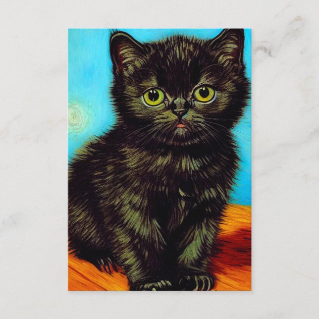 Cartão De Informações Van Gogh Style Pouting Kitten (Frente)