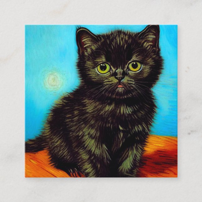 Cartão De Informações Van Gogh Style Pouting Kitten (Frente)