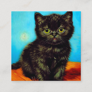 Cartão De Informações Van Gogh Style Pouting Kitten