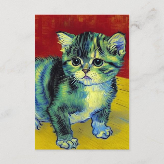 Cartão De Informações Van Gogh Tabby Cat (Frente)