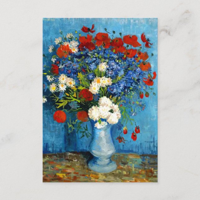 Cartão De Informações Van Gogh Vase com Cornflower e Poppies (Frente)