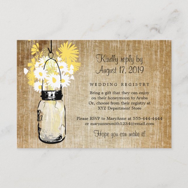 Cartão De Informações Vaso de Pedra Antigo Rústico com Margaridas Flores (Frente)