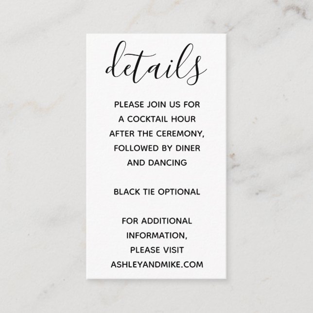 Cartão De Informações Vellum Look Hand Lettered Typografia Fotográfica (Frente)