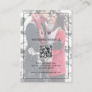 Cartão De Informações Vellum Monograma Foto Website QR Code Casamento