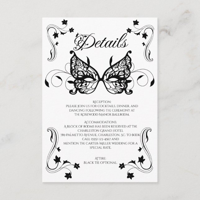 Cartão De Informações Venetia Carnivale Masque Ornamentado Vitoriano Flo (Frente)