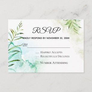 Cartão De Informações *~* Verde Botânico RSVP de Casamento Elegante