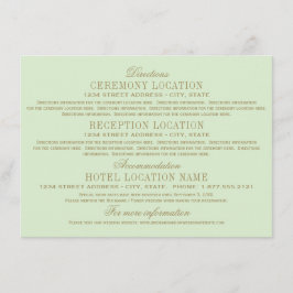 Cartão De Informações Verde de Pistachio Dourado antigo