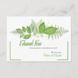 Cartão De Informações Verde Deixa Folha Botânica Obrigado