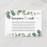 Cartão De Informações Verde Delight Eucalyptus Honeymoon Desejo<br><div class="desc">Esta carta de desejo de eucalipto de lua de mel,  com prazer verde,  é perfeita para um casamento simples. A design apresenta galhos e folhas botânicas elegantes e desenhadas a aquarela e desenhadas à mão.</div>