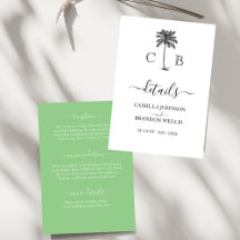 Verde limão Tropical Palm Monogramas Casamento