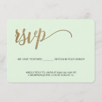 Verde menta dourado falso Reservado RSVP sem envio