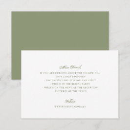 Cartão De Informações Verde Musgo Formal Clássico Elegante Casamento