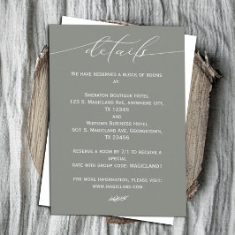 Cartão De Informações Verde Sálvia e Caligrafia Simples Branca 