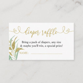 Cartão De Informações Verde Verde e Dourada Fralda Elegante Raffle