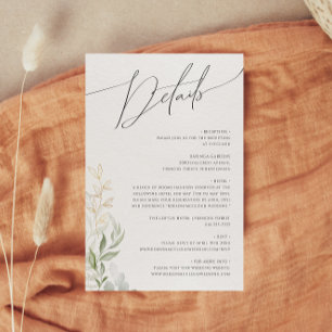 Cartão De Informações Verde Whimsical e detalhes Dourados