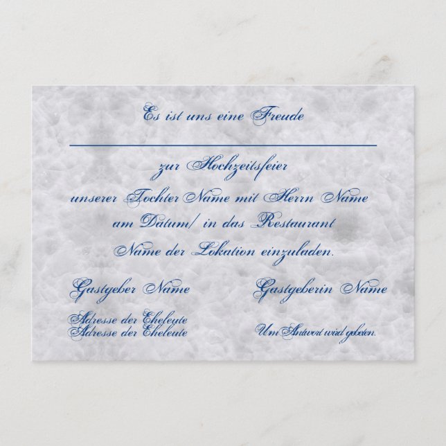 Cartão De Informações Vermählung Einladung zur Hochzeit Bekanntgabe (Frente)