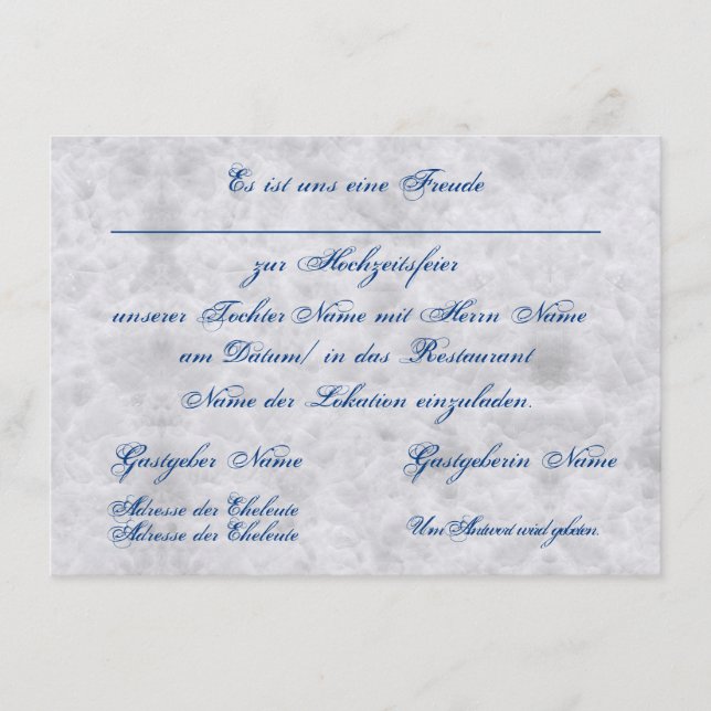 Cartão De Informações Vermählung Einladung zur Hochzeit Bekanntgabe (Frente)