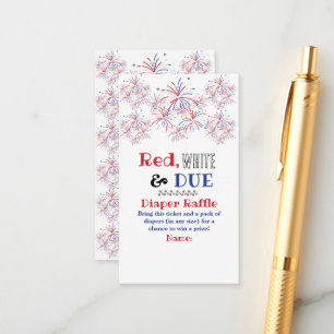 Cartão De Informações Vermelho Moderno Branco e Chá de fraldas de 4 de j