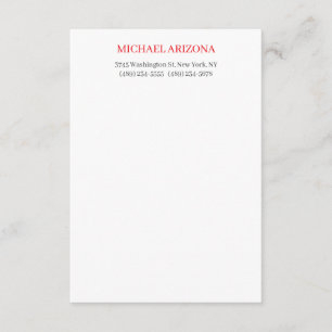 Cartão De Informações Vermelho Preto e Branco Minimalista Simples Modern