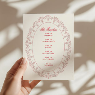 Cartão De Informações Vermelho Romântico Vintage Lace Quadro Casamento
