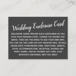 Cartão De Informações Versátil Personalização Simples DIY Casamento Cinz