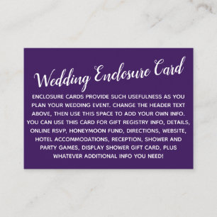 Cartão De Informações Versátil Personalizado Simples Casar Profundo Roxo