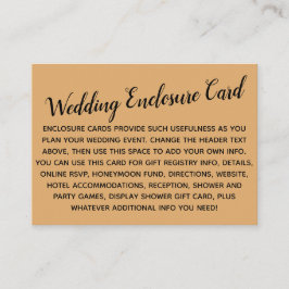 Cartão De Informações Versatile Custom Simple DIY Weding Orange Cream