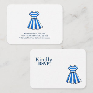 Cartão De Informações Vestido de Marinheiro Azul Naval e Branco RSVP Fes
