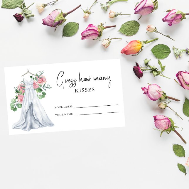 Cartão De Informações Vestido de noiva - Adivinhe quantos beijos jogo da (Criador carregado)
