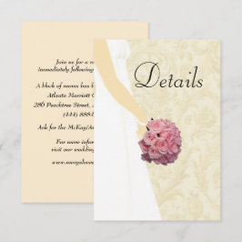 Cartão De Informações Vestido de Noiva Elegante Detalhes do Casamento