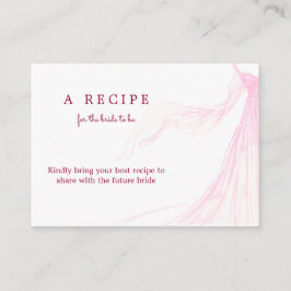 Cartão De Informações Vestido de Noiva Rosa Suave Elegante Chá de Panela