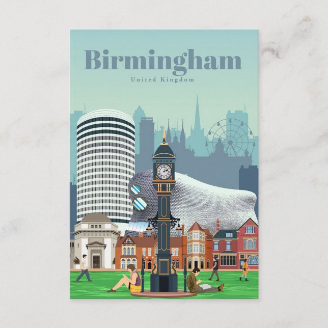 Cartão De Informações Viagem Art Viagem Para Birmingham (Frente)