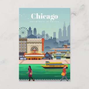 Cartão De Informações Viagem Art Viagem Para Chicago