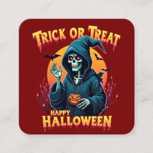 Cartão De Informações Vibrações Assustadoras de Halloween: Esqueleto de