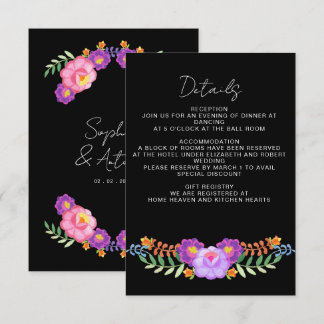 Cartão De Informações Vibrant Mexican Floral Fiesta Wedding