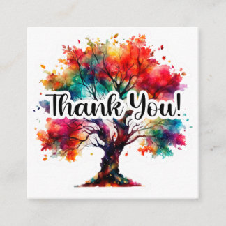 Cartão De Informações Vibrant Watercolor Tree Thank You Business