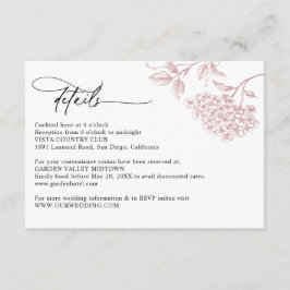 Cartão De Informações Victorian Blush Pink Floral Wedding Details 