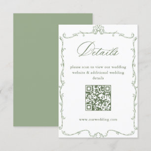 Cartão De Informações Victorian Sage Green Wedding Details QR code