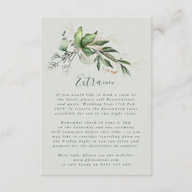 Cartão De Informações Vidro do Mar Verde Elegante Eucalyptus Elegante (Frente)