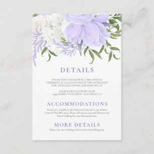 Cartão De Informações Vinca Flor-de-viúva Aquarela Casamento