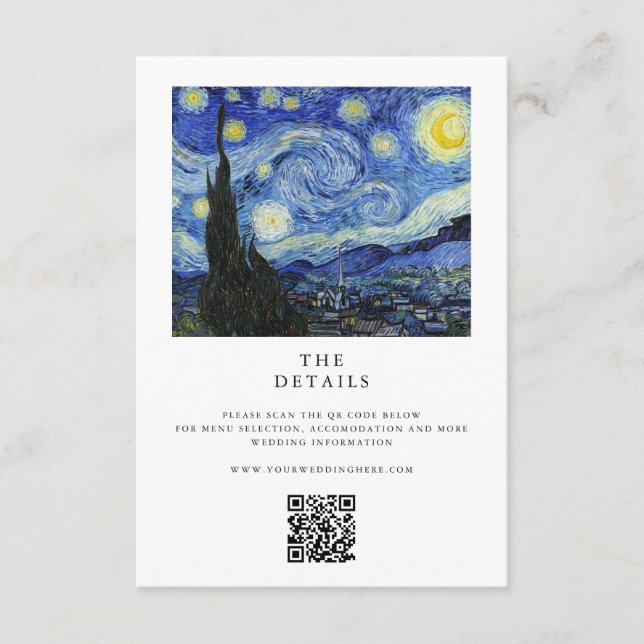 Cartão De Informações Vincent Van Gogh Starry Night Weding (Frente)
