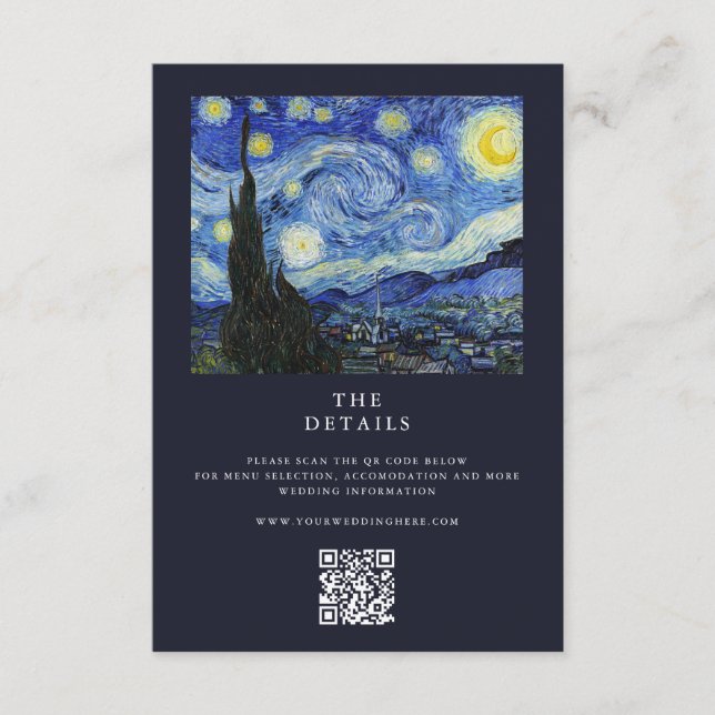 Cartão De Informações Vincent Van Gogh Starry Night Weding (Frente)