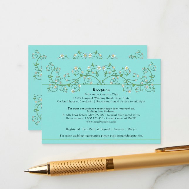 Cartão De Informações Vine Heart Trellis no Blue Enclosure Card (Frente/Verso In Situ)