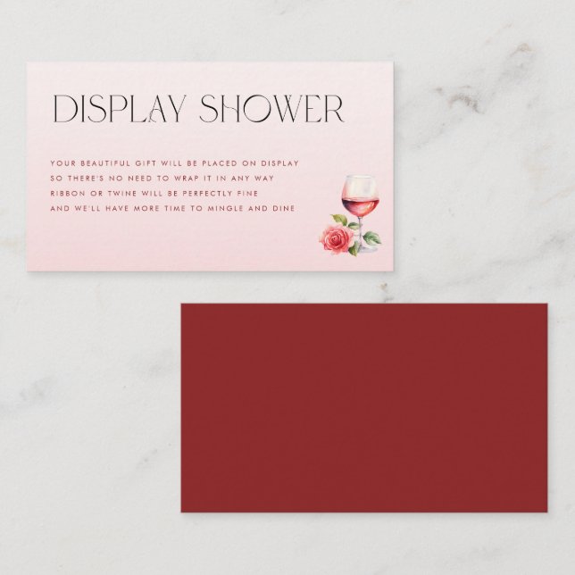 Cartão De Informações Vino Antes Do Vows Chá Do Vinho (Frente/Verso)