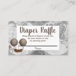 Cartão De Informações Vintage Airship & World Map Explorer Fralda Raffle