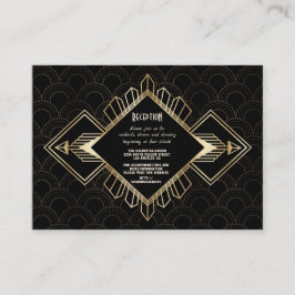 Cartão De Informações Vintage anos 20 Dourado Preto Grandes Detalhes de